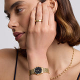 Classic Link Round Gold Watch Black Dial