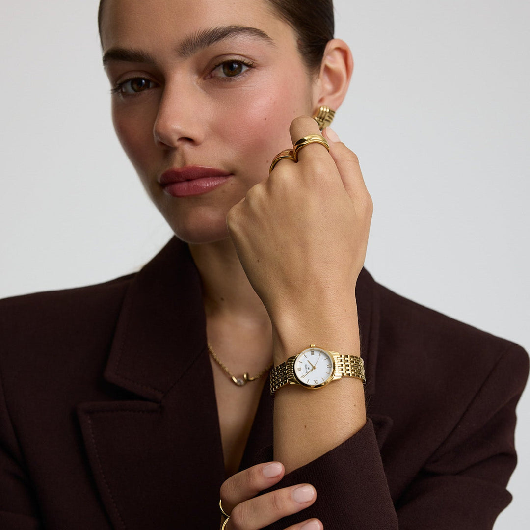 Classic Link Round Gold Watch – D.LOUISE Jewelry