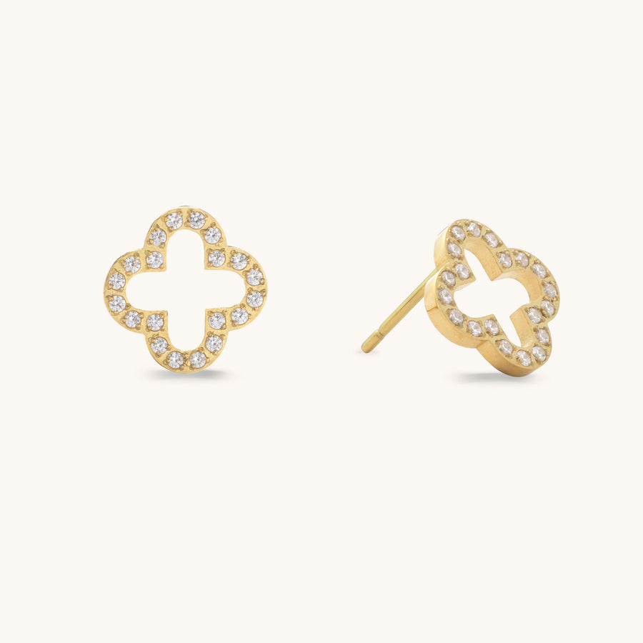 Pavè Clover Studs