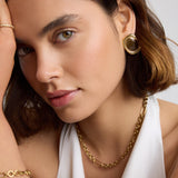 Bold Oval Statement Earrings Brown