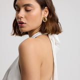 Bold Oval Statement Earrings Brown