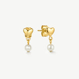 Mini Heart Pearl drop Earrings