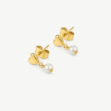Mini Heart Pearl drop Earrings