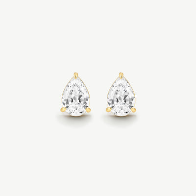 Bold Pear Solitaire Earrings