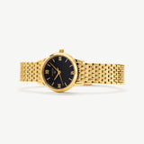 Classic Link Round Gold Watch Black Dial