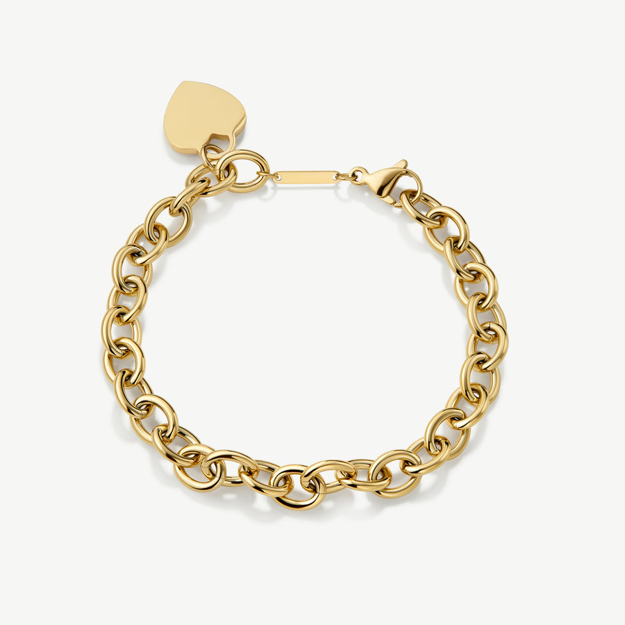 Classic Chunky Engravable Heart Bracelet