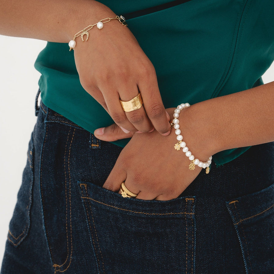 Clover + Pearl Beaded Bracelet